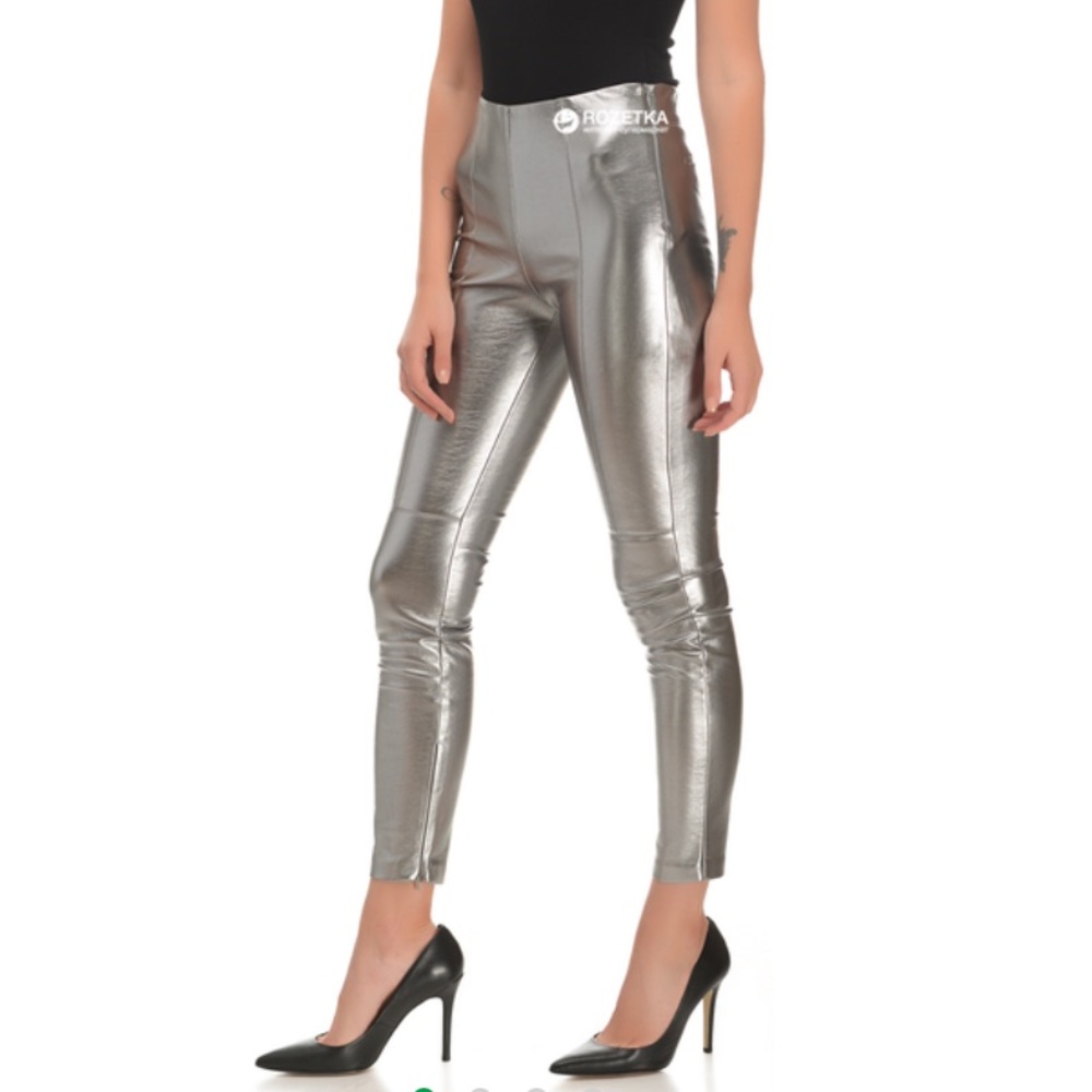 Zara Pants Metallic Silver Women's Pants